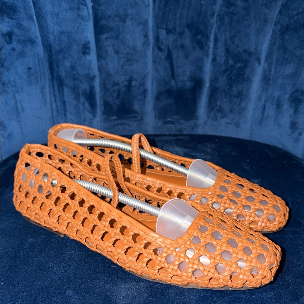 Joie Woven Leather Flats in Orange